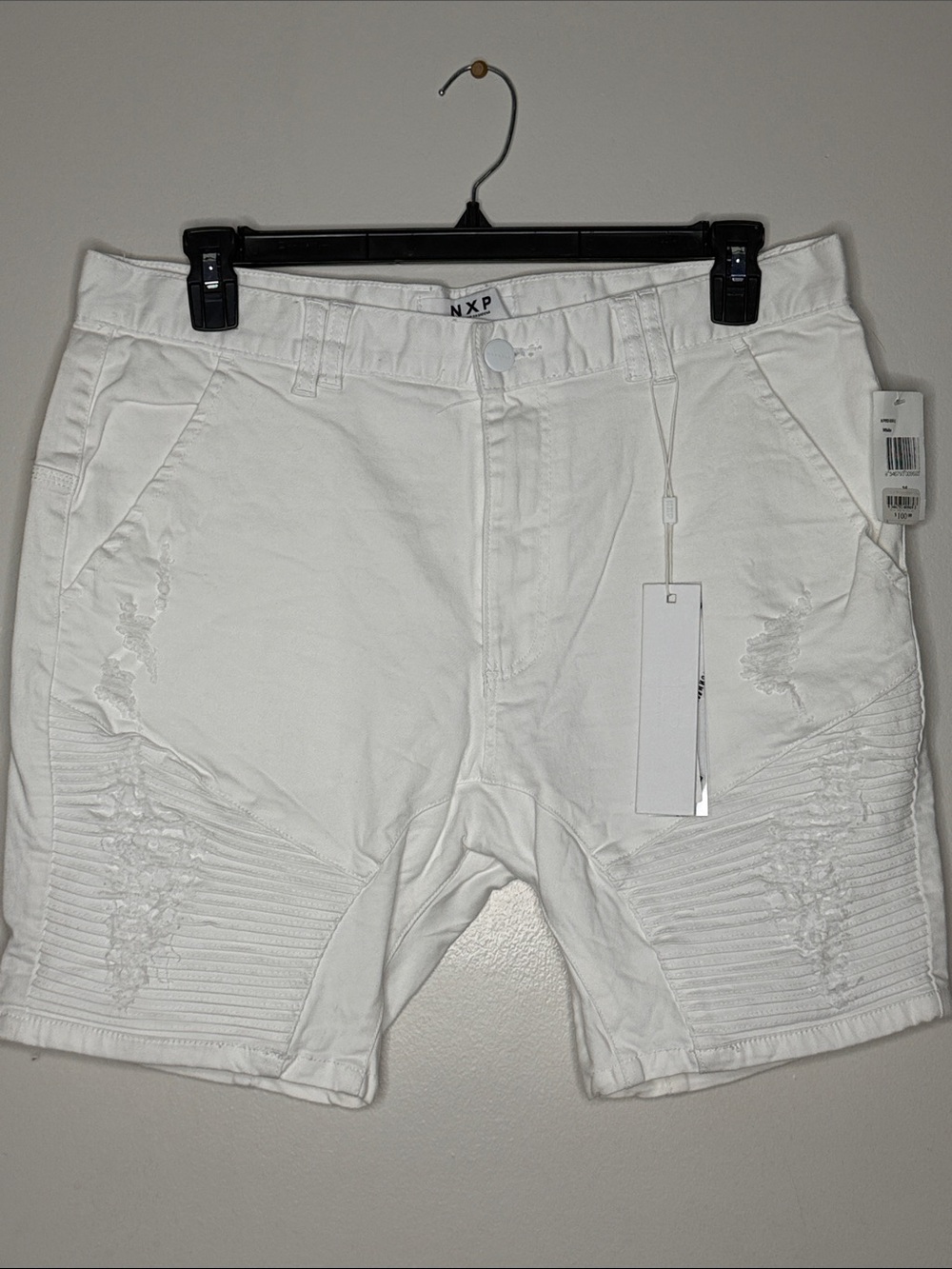 Men's White Distressed Jean Shorts